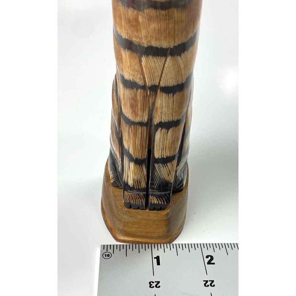 Carved Wooden Striped Cat Figurine Made in Thailand 7 in Tall Brown Black Unique - Picture 7 of 9